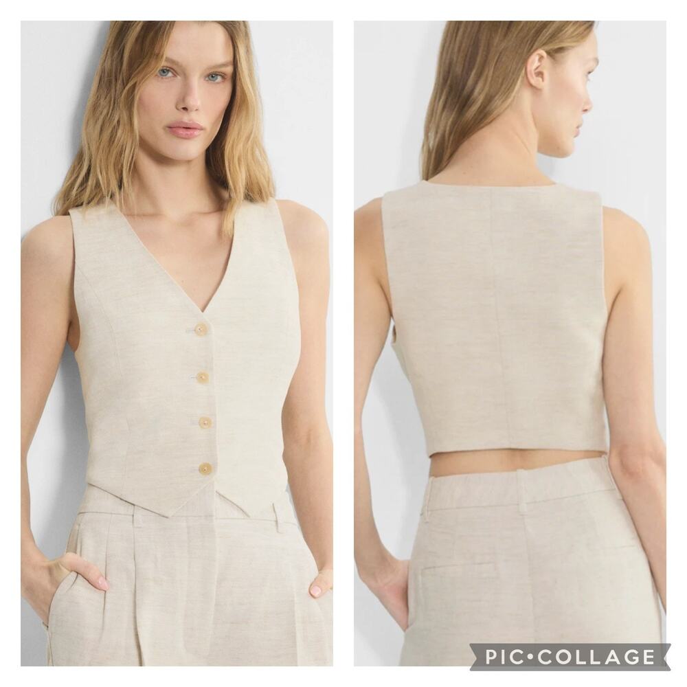 Aritzia Wilfred Cruise Wool Blend Pacino Vest Beige Size 12